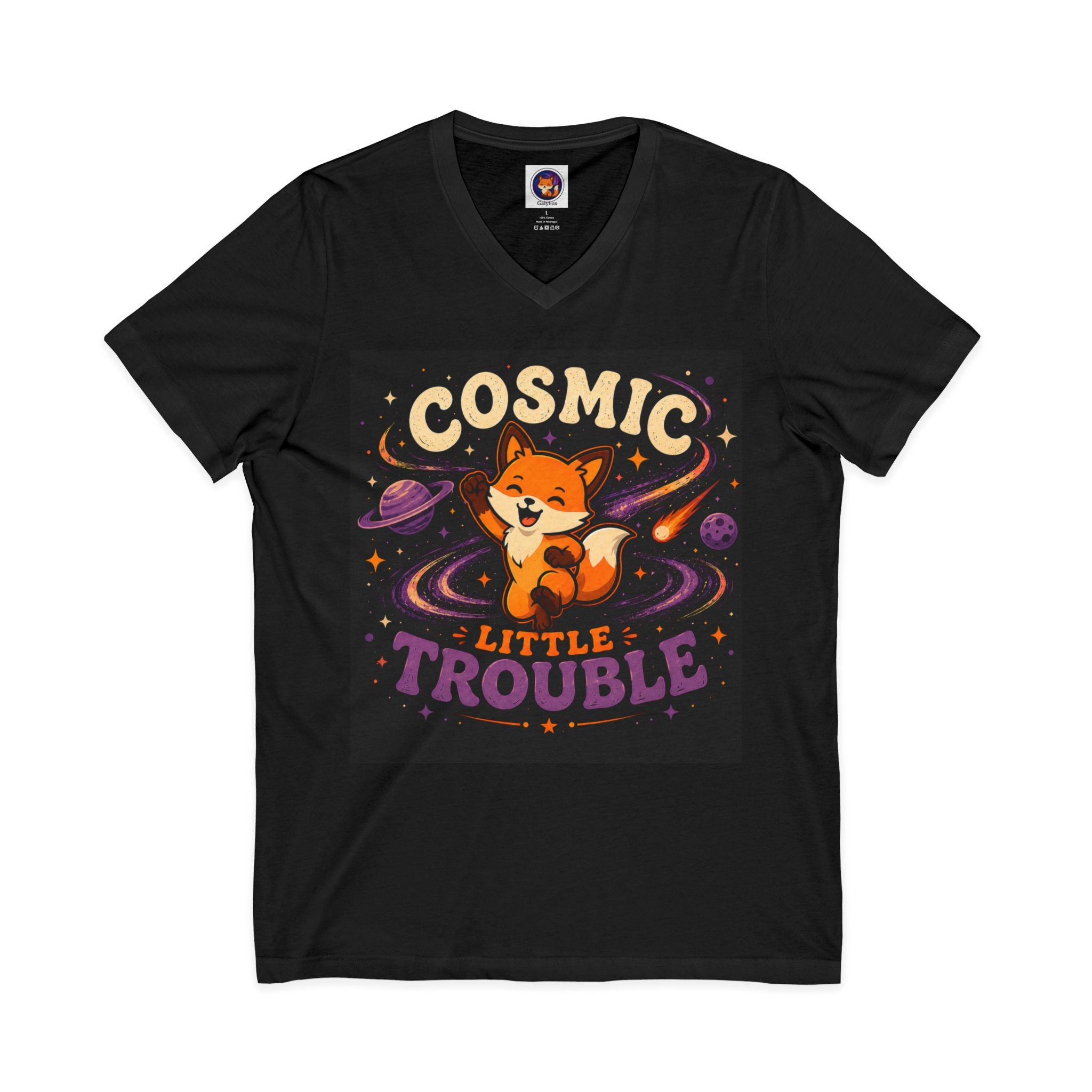 Cosmic Trouble/Jersey Short Sleeve V-Neck Tee