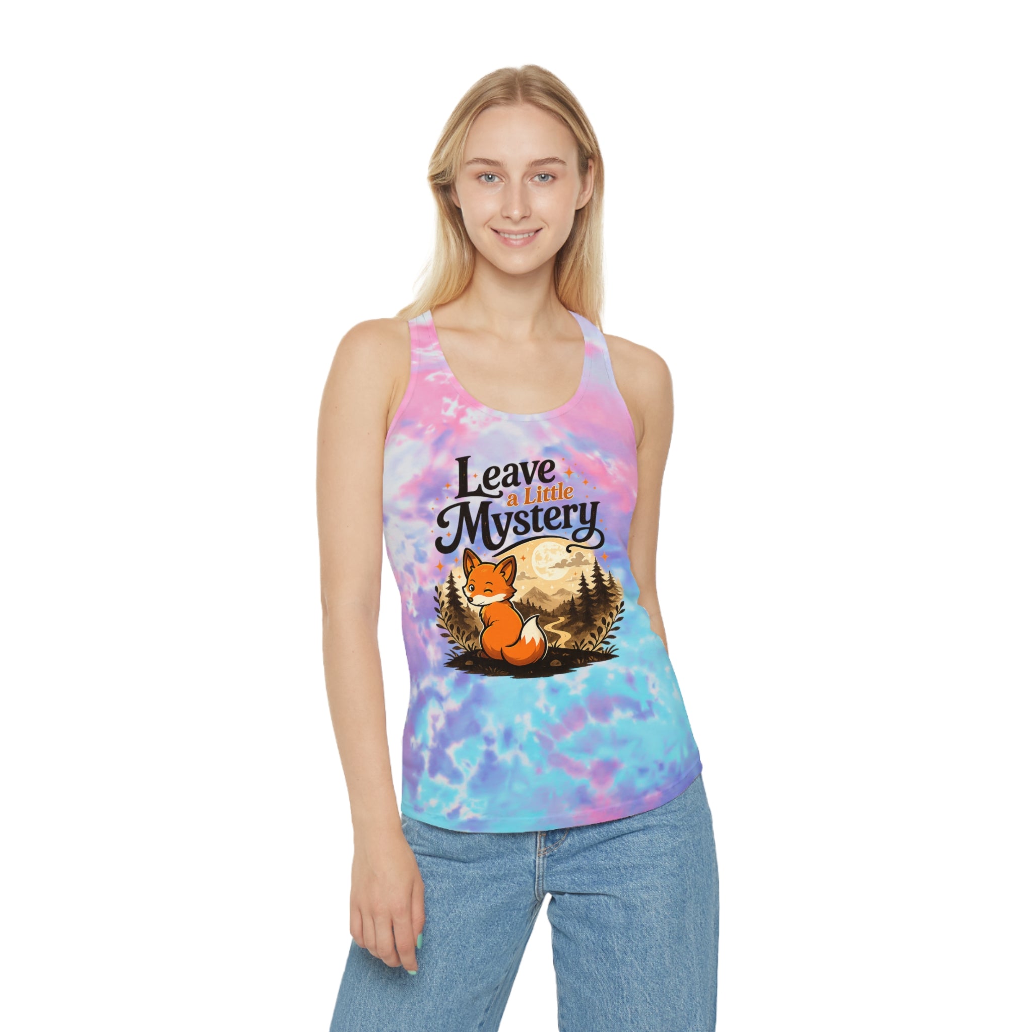 Leave A Little Mystery/Tie Dye Racerback Tank Top