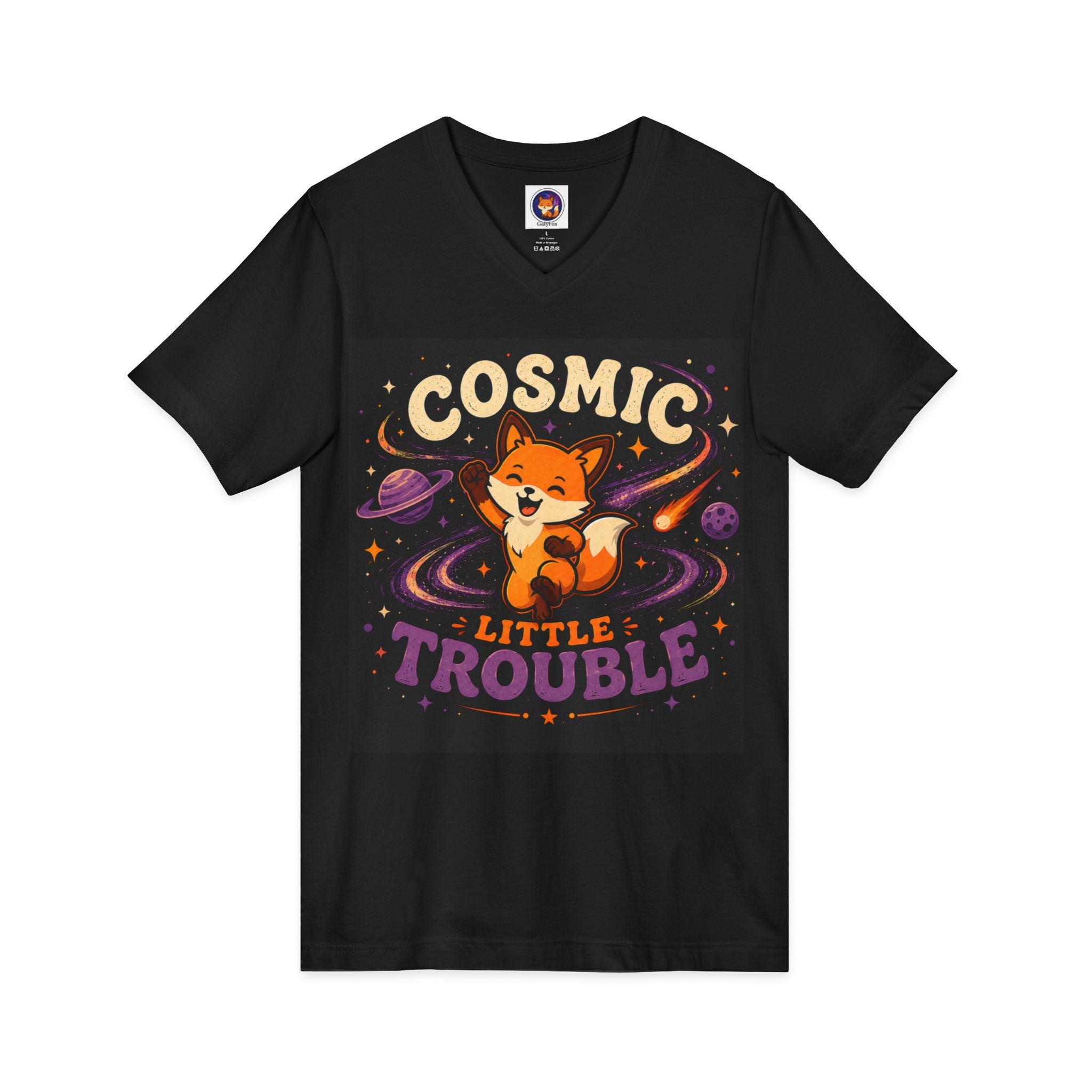 Cosmic Trouble/Jersey Short Sleeve V-Neck Tee